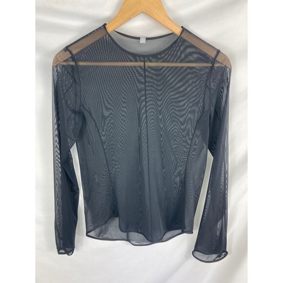 Mame Kurogouchi x Uniqlo Sheer Mesh Long Sleeve Top Size Small - Picture 1 of 3